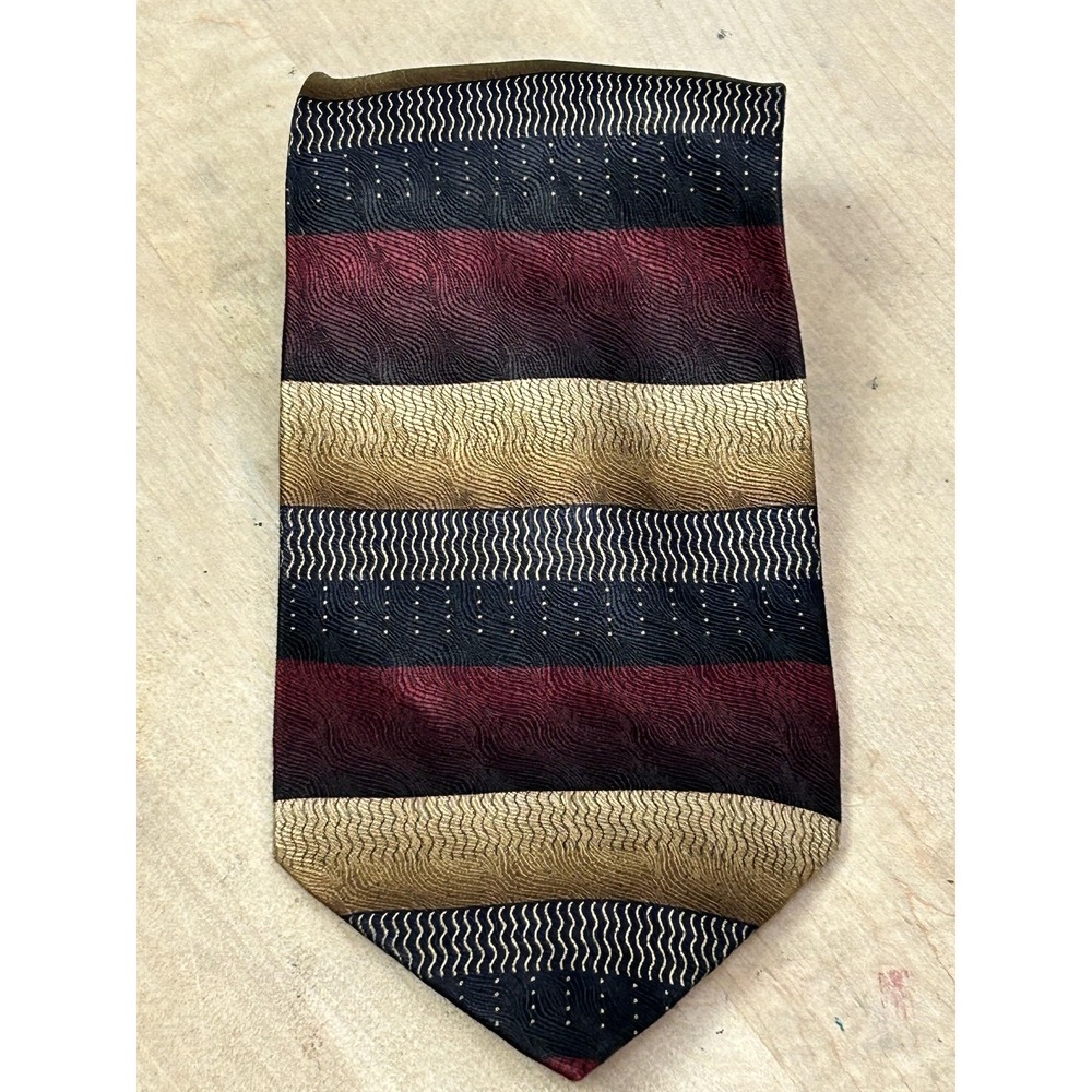Bergamo New York Tie Mens One Size Multicolor Silk Stripe Jacquard Necktie